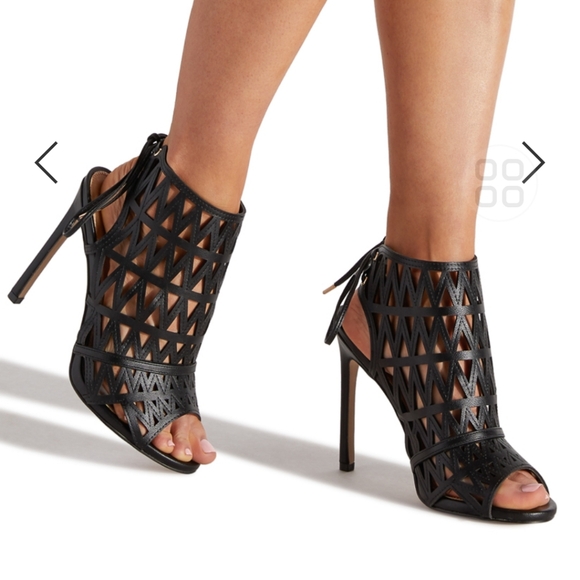 NWOT Black Tia Caged Heeled Sandal High Heels - Picture 2 of 12